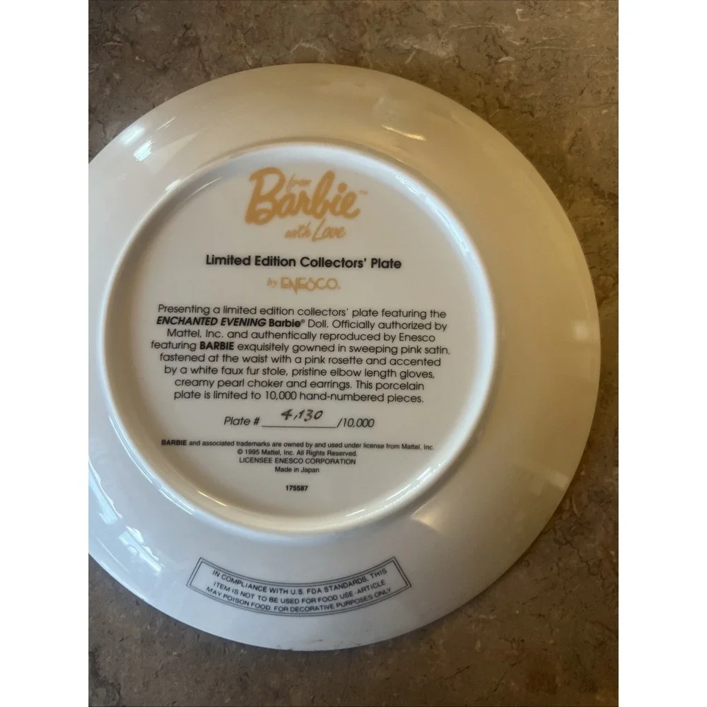 1995 Enesco Enchanted Evening From Barbie with Love Limited Collector Plate